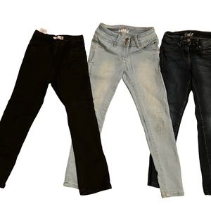 Three pair of jeans, size 7 girls, two pair relax fit one pair skinny fit